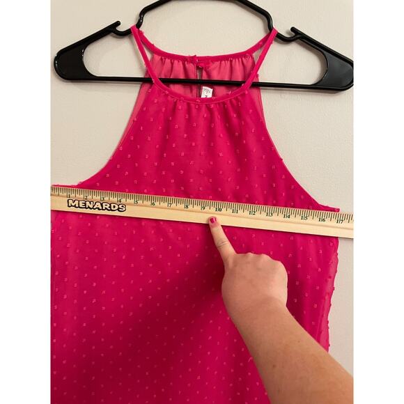 The Vanity Room Hot Pink Swiss Dot‎ Mini Dress XS Summer Beach Party Elegant - Picture 3 of 7